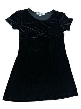 Vintage Rampage Girls 4 Black Velvet Bow Front Short Sleeve Mini Dress 90’s 00’s